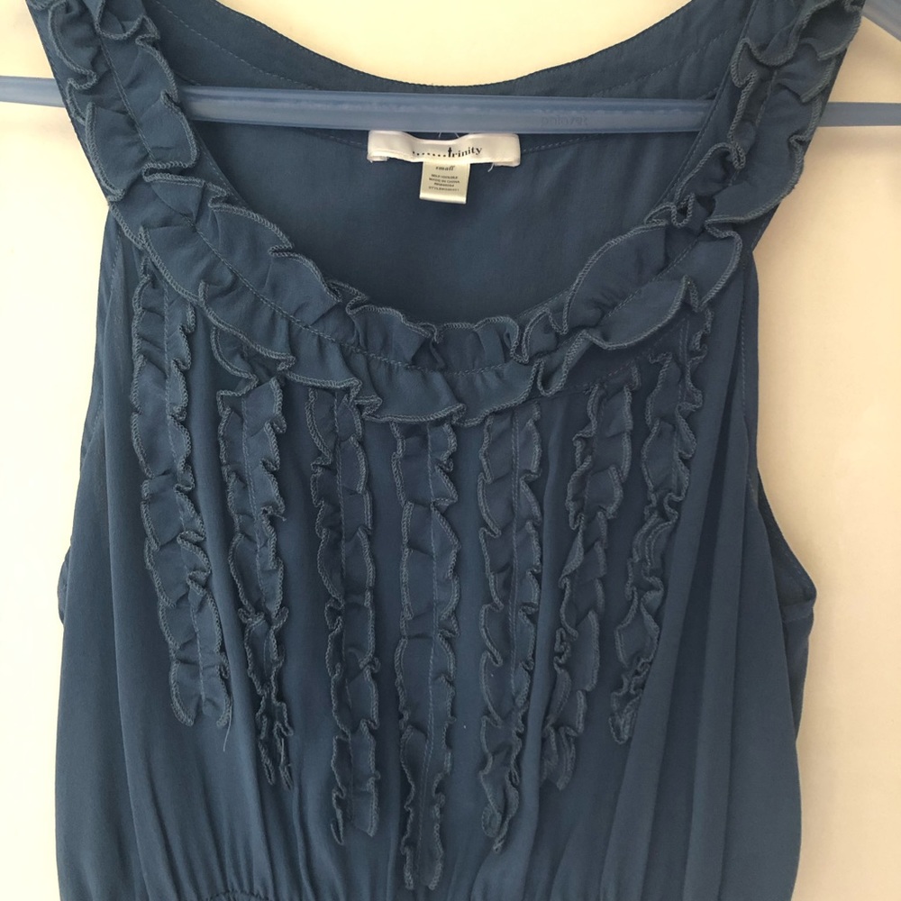 Trinity Blue Dress with Ruffle Detail - Picture 2 of 4